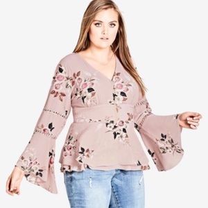 City Chic Rose Play Floral Top NWT